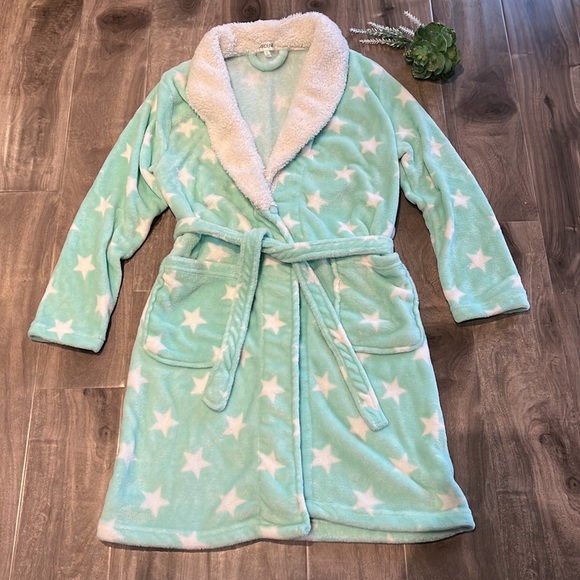 ARDENE plush robe - seafoam green/white stars - Picture 1 of 5